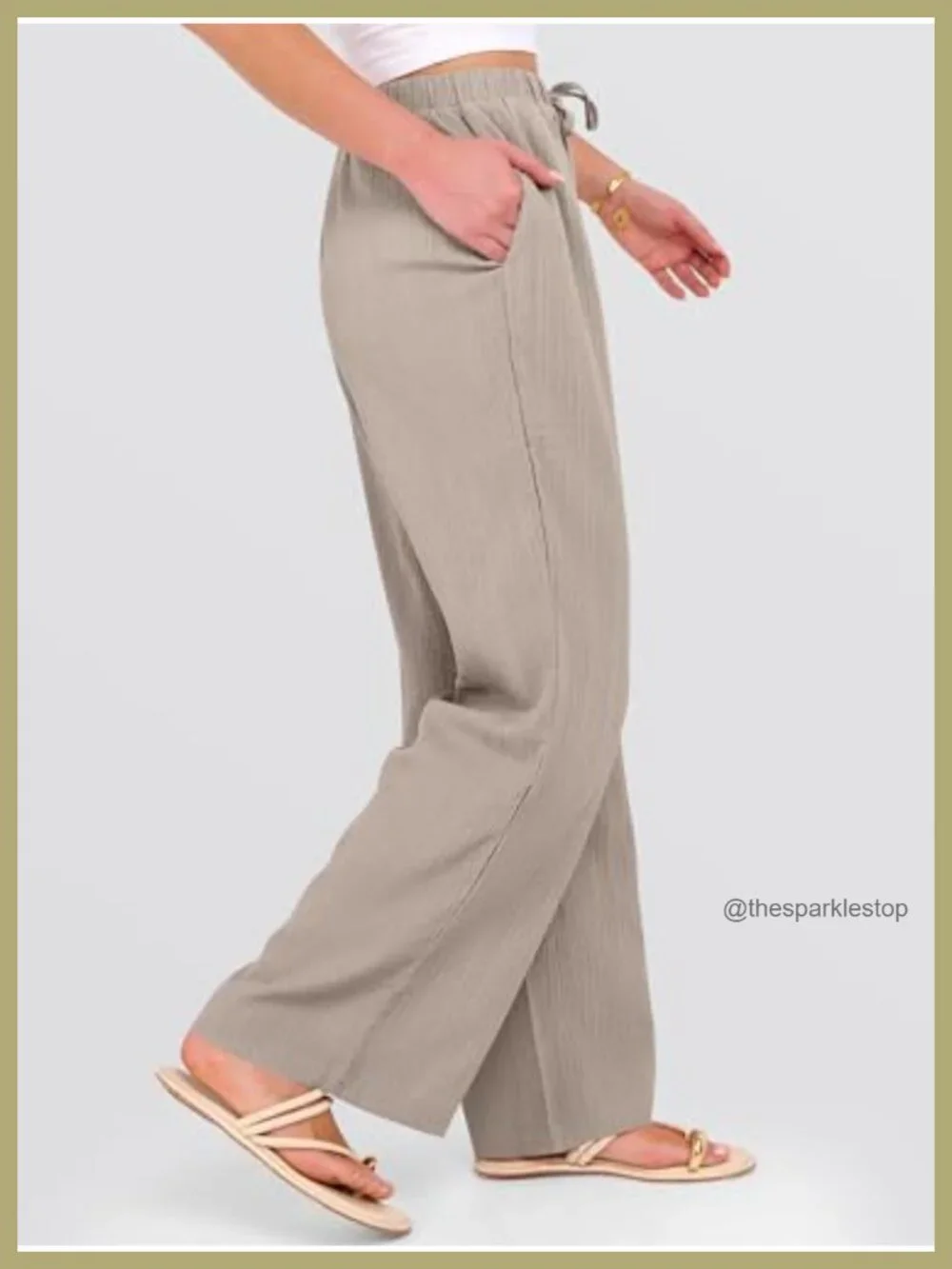 Wide Leg Palazzo Pants with Pockets, Lightweight Casual Lounge Trousers